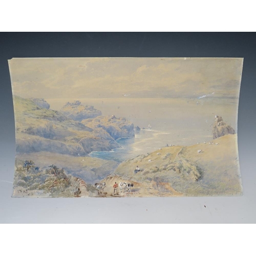 6 - PIKE. Extensive coastal landscape with figures, sheep and horses, signed and dated 1876 lower left, ... 