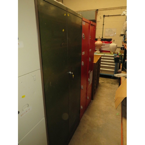 643 - A VINTAGE TWO DOOR METAL LOCKER AND THREE DOOR FILING CABINET (2)