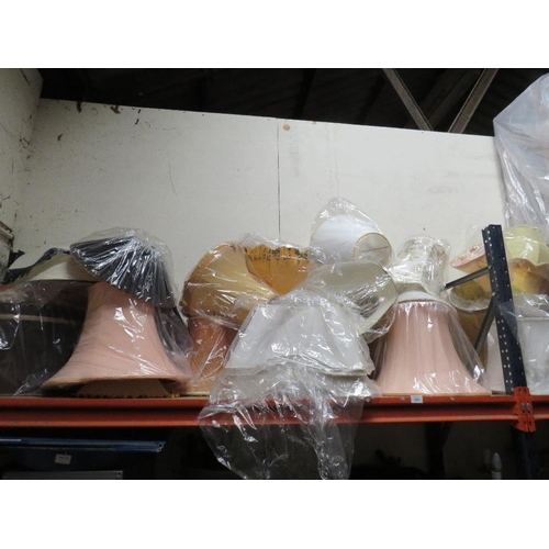 655 - A LARGE QUANTITY OF ASSORTED LAMPSHADES AND TWO LARGE LAMPS