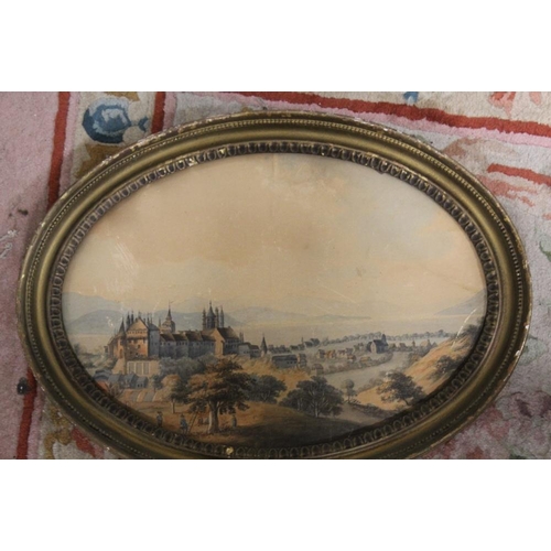 19 - A PAIR OF 19TH CENTURY OVAL CONTINENTAL LANDSCAPES