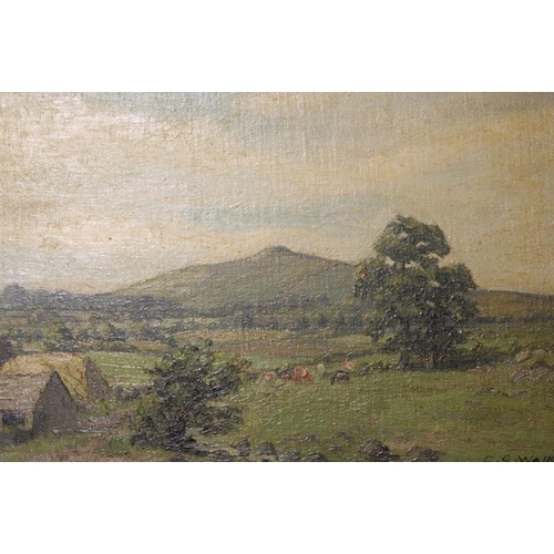 58 - A PAIR OF VINTAGE GILT FRAMED OIL ON BOARD MOUNTAINOUS WELSH SCENES INCLUDING GOP, NEAR NEWMARKET FL... 