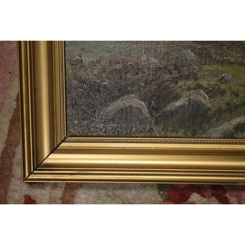 58 - A PAIR OF VINTAGE GILT FRAMED OIL ON BOARD MOUNTAINOUS WELSH SCENES INCLUDING GOP, NEAR NEWMARKET FL... 