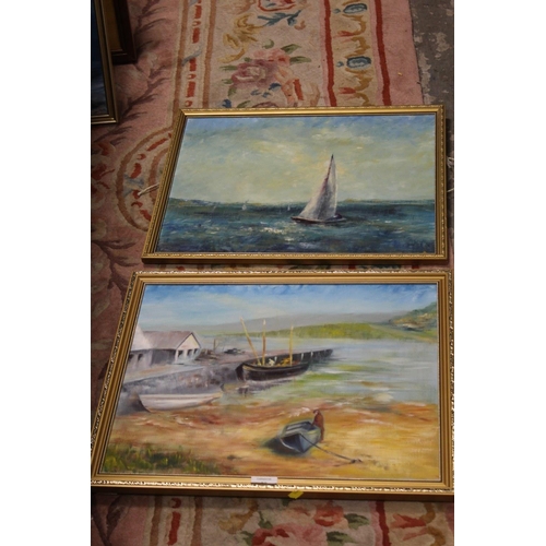 59 - TWO FRAMED OIL PAINTINGS OF COASTAL SCENES