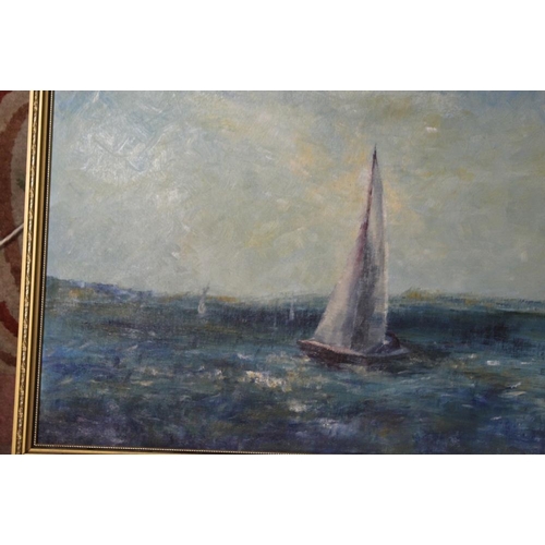 59 - TWO FRAMED OIL PAINTINGS OF COASTAL SCENES