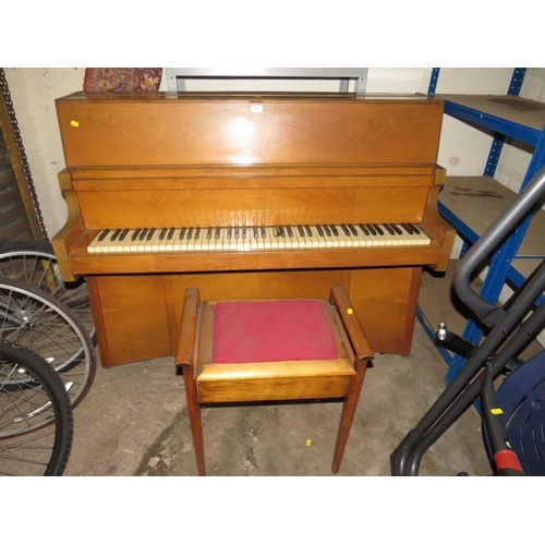 874 - A BENTLEY UPRIGHT PIANO WITH STOOL