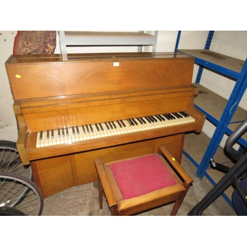 874 - A BENTLEY UPRIGHT PIANO WITH STOOL