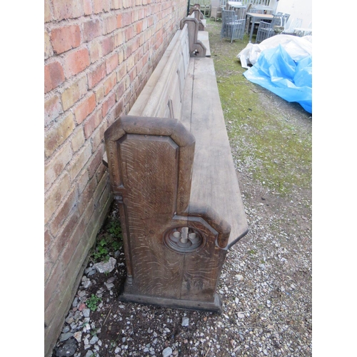 878 - A LARGE GOTHIC CHURCH PEW L-350 CM