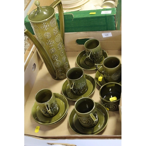 126 - A PORTMEIRION OLIVE GREEN TOTEM COFFEE SET (NO CREAM JUG)