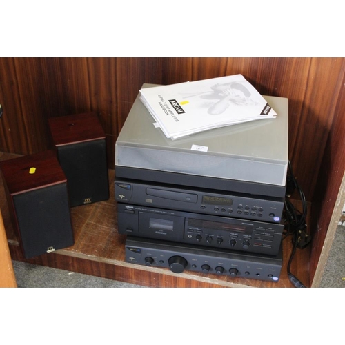 161 - A SELECTION OF ARCAM AND YAMAHA STEREO EQUIPMENT AND SPEAKERS TO INCLUDE A TURNTABLE