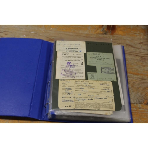 216 - A COLLECTION OF WW2 EPHEMERA AND NATIONAL SERVICE EPHEMERA CONTAINED IN A FOLDER