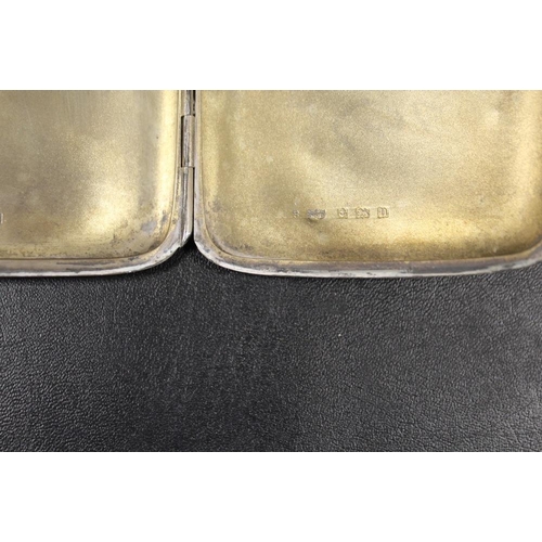 221 - A HALLMARKED SILVER CIGARETTE CASE TOGETHER WITH A HALLMARKED SILVER SALT DISH (2)