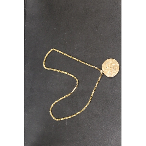 297 - A LONDON HALLMARKED 9CT GOLD PENDANT ON FACETED LINK CHAIN STAMPED 9.C - APPROX WEIGHT 19.9 G