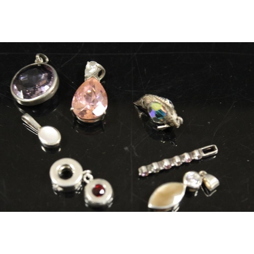 355 - A COLLECTION OF VINTAGE SILVER GEMSTONE PENDANTS