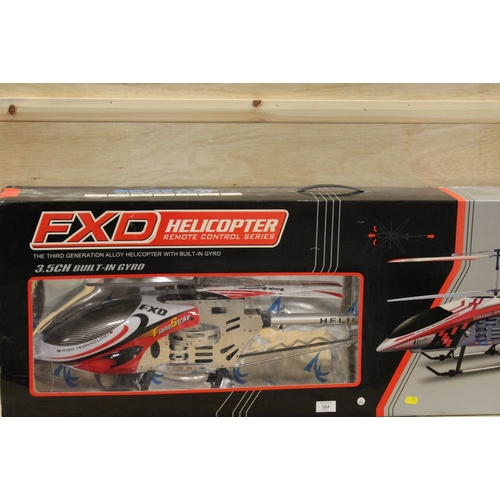 384 - A BOXED FXD REMOTE CONTROL SERIES HELICOPTER 3.5 CH, BUILT IN GYRO, 3rd GENERATION ALLOY HELICOPTER ... 