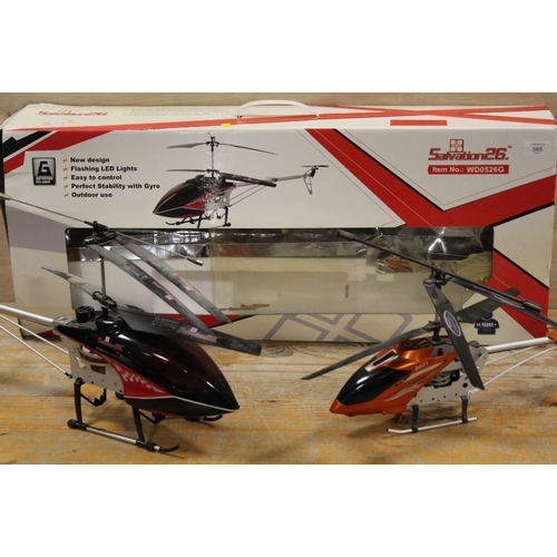 385 - A SALVATION 26 WD 0526G REMOTE CONTROL HELICOPTER TOGETHER WITH ANOTHER  - UNCHECKED (2)