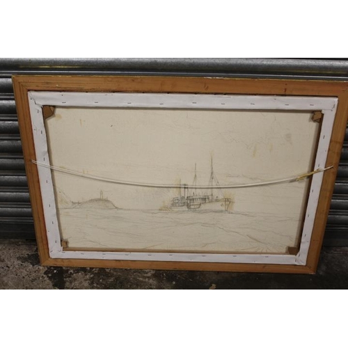 2 - AN OIL ON CANVAS OF A STEAMSHIP AT SEA SIGNED LOWER RIGHT ENTWISTLE