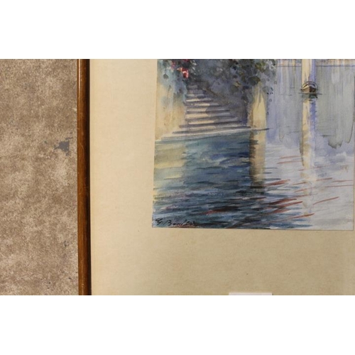 26 - A PAIR OF FRAMED AND GLAZED WATERCOLOUR ON PAPER ITALIAN LAKE SCENES - BOTH INDISTINCTLY SIGNED