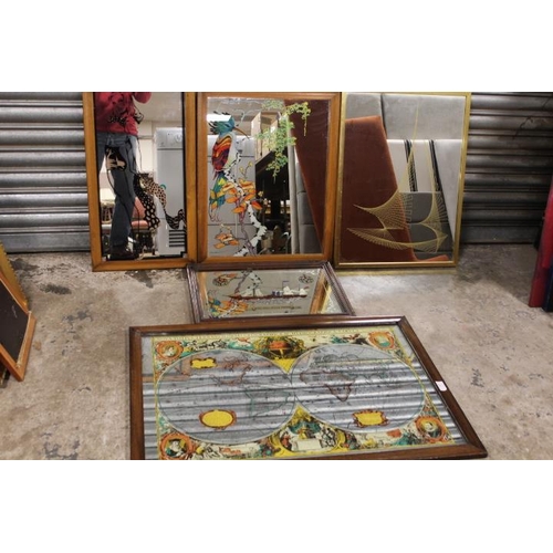 31 - FIVE ASSORTED PRINTED MIRRORS