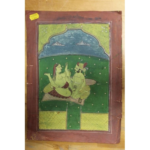 47 - A 19TH CENTURY MIXED MEDIA INDIAN EROTIC SCENE