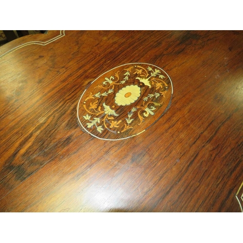 817 - AN EDWARDIAN ROSEWOOD INLAID TWO TIER OCCASIONAL TABLE