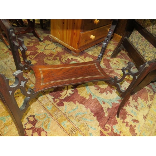 817 - AN EDWARDIAN ROSEWOOD INLAID TWO TIER OCCASIONAL TABLE