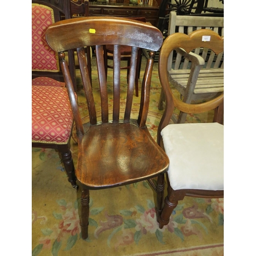 825 - TWO TRADITIONAL KITCHEN CHAIRS AND A VICTORIAN CHAIR (3)