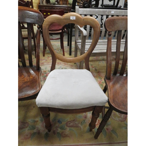 825 - TWO TRADITIONAL KITCHEN CHAIRS AND A VICTORIAN CHAIR (3)