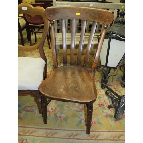 825 - TWO TRADITIONAL KITCHEN CHAIRS AND A VICTORIAN CHAIR (3)