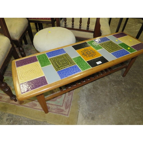 830 - A RETRO TILE TOP COFFEE TABLE