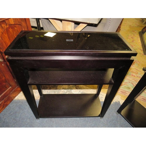 832 - A PAIR OF MODERN BLACK CONSOLE TABLES W-64 CM