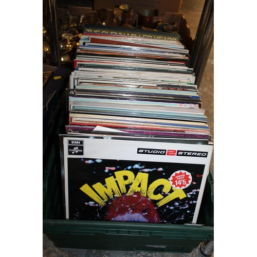 114 - A TRAY OF ASSORTED LP RECORDS TO INCLUDE ELO, GLENN MILLAR, COMPILATIONS ETC