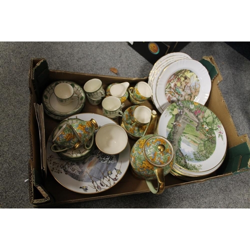 126 - THREE TRAYS OF ASSORTED CERAMICS ETC TO INCLUDE EMPIRE ART DECO TEAWARE, ROYAL DOULTON COUNTESS CHIN... 