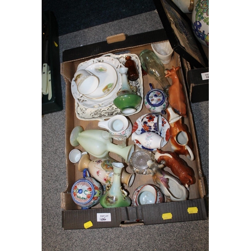 126 - THREE TRAYS OF ASSORTED CERAMICS ETC TO INCLUDE EMPIRE ART DECO TEAWARE, ROYAL DOULTON COUNTESS CHIN... 