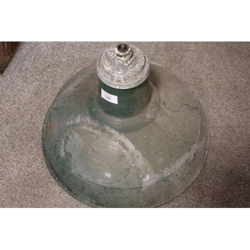 186 - A VINTAGE GREEN ENAMEL INDUSTRIAL LIGHT SHADE