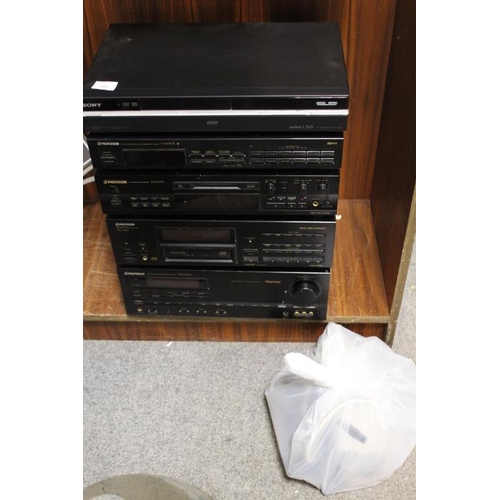 188 - A SELECTION OF PIONEER STEREO SEPARATES TOGETHER WITH A SONY DVD RECORDER