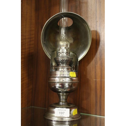 197 - A 20TH CENTURY STORM LAMP WITH COWL