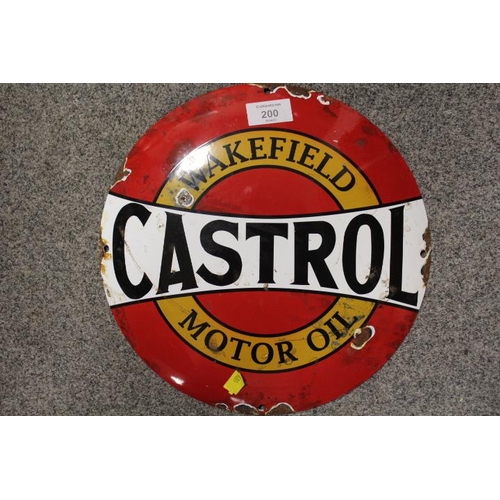 200 - A VINTAGE STYLE ENAMEL CASTROL WAKEFIELD CIRCULAR SIGN