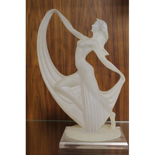 218 - A DANBURY MINT FIGURINE - THE ROSE PRINCESS, TOGETHER WITH AN ART DECO RESIN FIGURE (2)