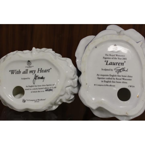 231 - TWO ROYAL WORCESTER FIGURINES - LAUREN AND WITH ALL OF MY HEART (2)