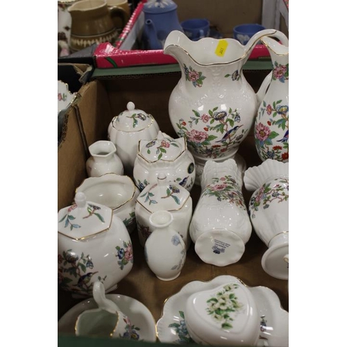 66 - TWO TRAYS OF MOSTLY AYNSLEY PEMBROKE CHINA TO INCLUDE VASES, JUGS, ETC