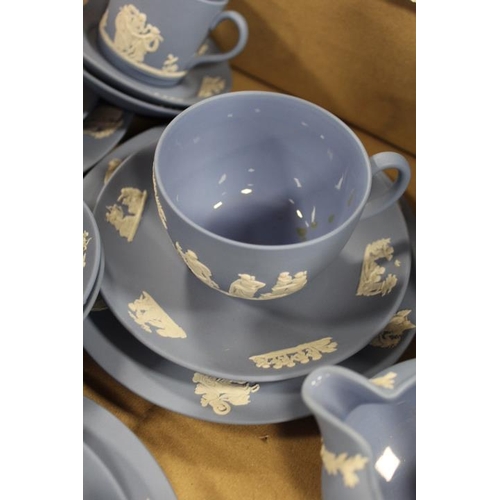 68 - A WEDGWOOD BLUE JASPERWARE COFFEE SET