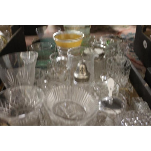 84 - FIVE BOXES OF ASSORTED GLASSWARE TO INCLUDE CUT GLASS ITEMS, VINTAGE DRINKING GLASSES, ETC