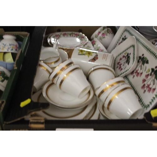 85 - FOUR BOXES OF ASSORTED CHINA AND CERAMICS TO INCLUDE PORTMEIRION, VINTAGE RETRO STYLE SOUTH PACIFIC ... 