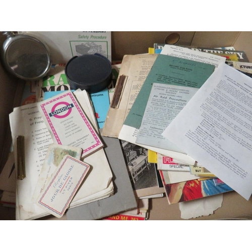 113A - A TRAY OF ASSORTED EPHEMERA AND COLLECTABLES TO INCLUDE RAILWAYANA, NCB / MINING RELATED ITEMS, VINT... 