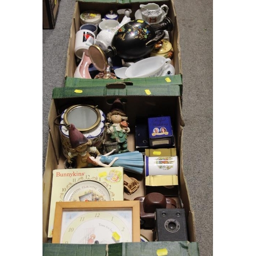 118 - TWO TRAYS OF CERAMICS ETC TO INCLUDE CAMERAS