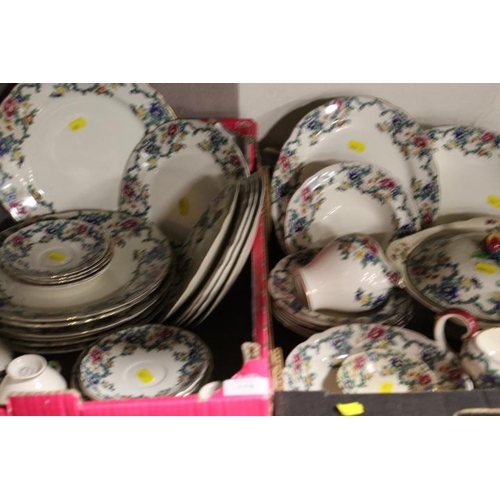 119 - TWO TRAYS OF ROYAL CAULDRON 'VICTORIA' PATTERN TEA AND DINNERWARE