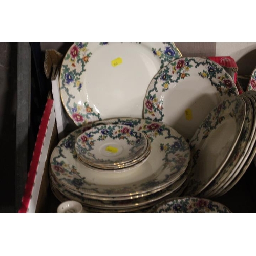 119 - TWO TRAYS OF ROYAL CAULDRON 'VICTORIA' PATTERN TEA AND DINNERWARE