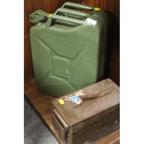 150 - A 20L METAL JERRY CAN TOGETHER WITH AN AMMUNITION BOX