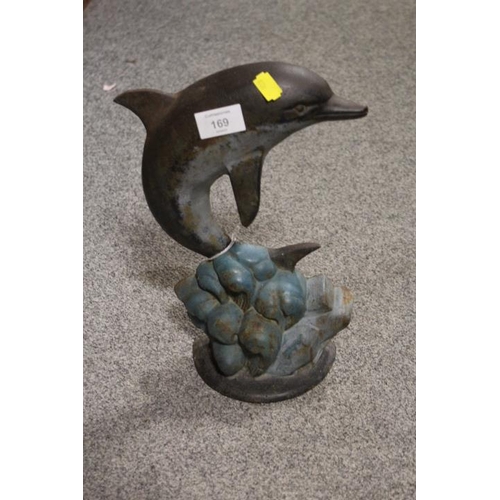 169 - A CAST METAL LEAPING DOLPHIN DOOR STOP