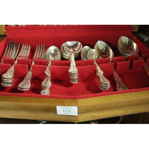 173 - A CANTEEN OF KINGS PATTERN CUTLERY - CONTENTS UNCHECKED